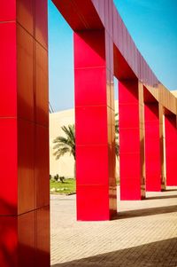 Red building against sky