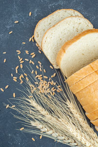 High angle view of bread on table