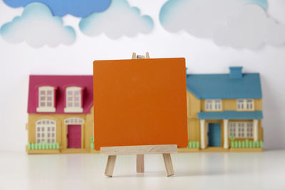 Close-up of toy on table in house