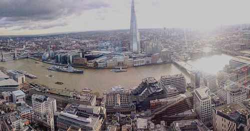 City skyline with river in background