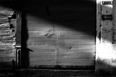 Close-up of closed shutter window