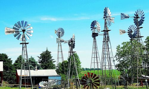 Low angle view of windmill