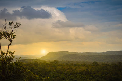 Scenic view of landscape against sky during sunset