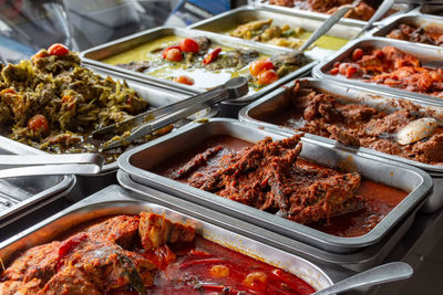 High angle view of food on table