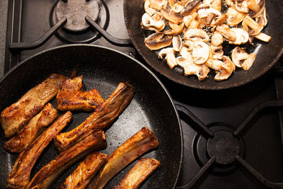 High angle view of food on table