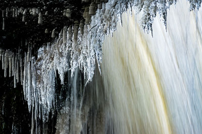 Close-up of water flowing in winter