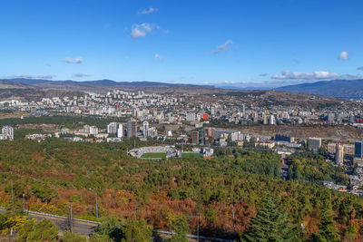 High angle view of townscape against sky