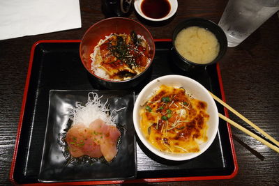 High angle view of food in bowl