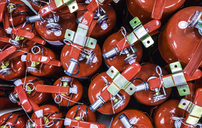 Full frame shot of fire extinguishers