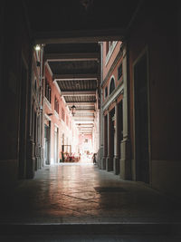 Illuminated corridor of building