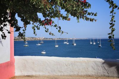 Scenic view of sea against clear sky