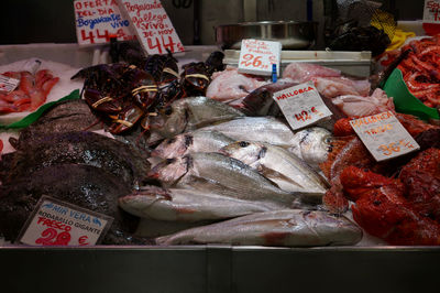 Fish for sale at market stall