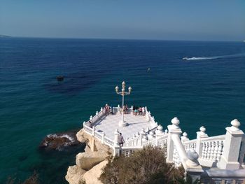 High angle view of tourist resort in sea