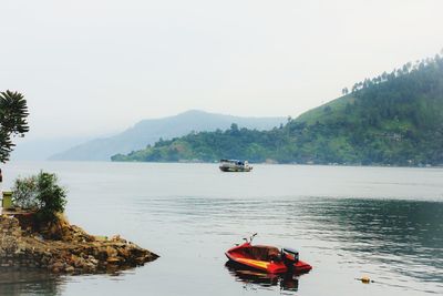 Scenic view of sea against clear sky