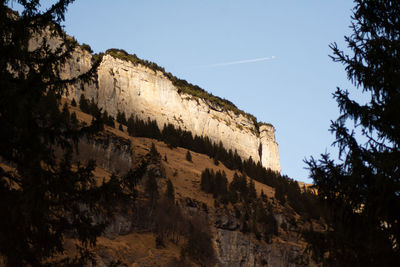 Low angle view of rock formations