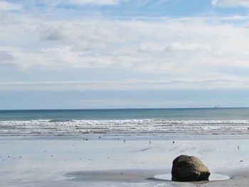 Scenic view of sea against cloudy sky