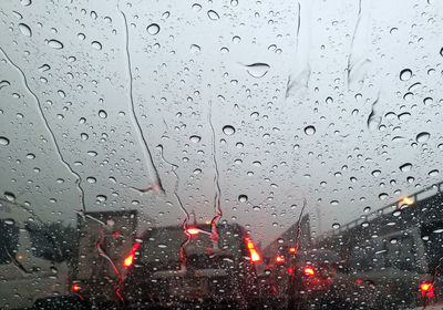 Raindrops on glass window during rainy season