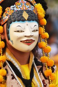 Close-up of woman wearing mask