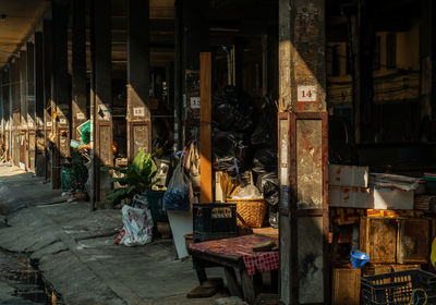 Panoramic shot of abandoned market