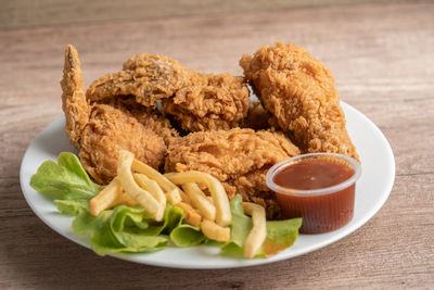 Close-up of food in plate on table