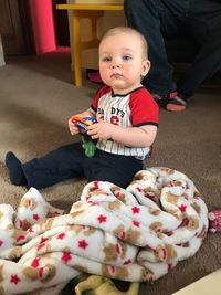 Cute baby girl at home