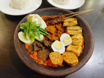 High angle view of food on table