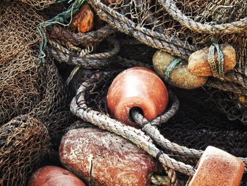 High angle view of fishing net