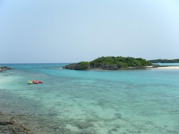 Scenic view of sea against clear sky