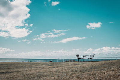 Scenic view of beach against sky