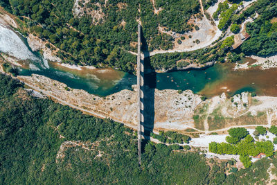 Aerial view of bridge over river