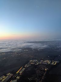 High angle view of townscape against clear sky