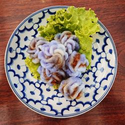 High angle view of food in plate
