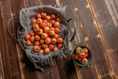 High angle view of fruits on table