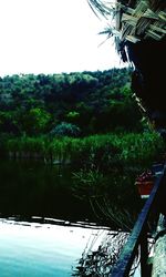 Scenic view of lake against clear sky