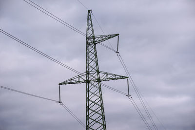 Low angle view of electricity pylon against sky