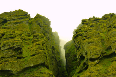 Panoramic view of rocks against clear sky