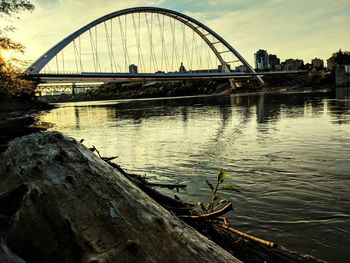 Bridge over river against sky
