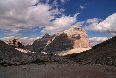 Scenic view of mountains against sky- dolomiti italy - summer