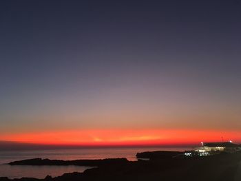 Scenic view of sea against sky at sunset