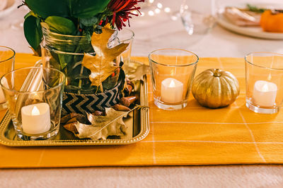 High angle view of food on table