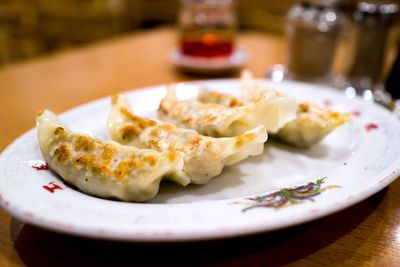 Close-up of served food in plate