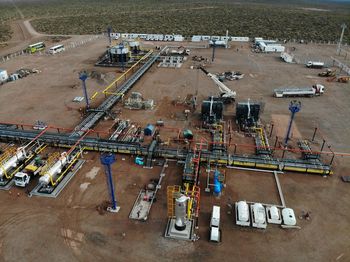 High angle view of cranes at construction site