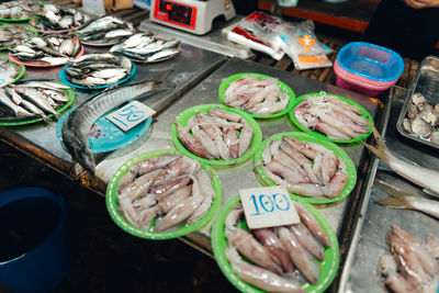 High angle view of food on table