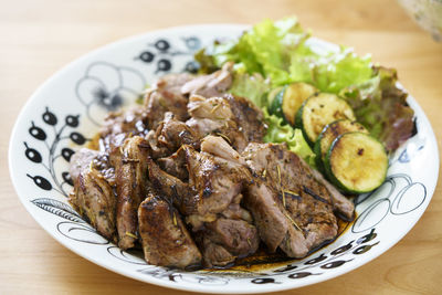 High angle view of meal served in plate