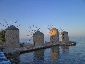 Built structures against clear sky