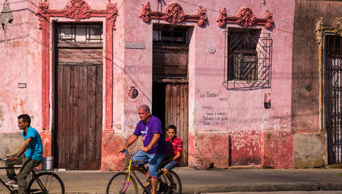 Boy riding bicycle