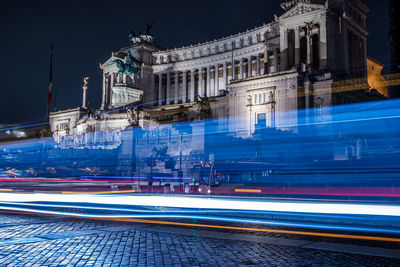 Light trails on road at night