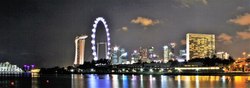 City lit up at night