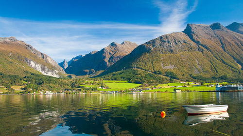 Scenic view of lake and mountains