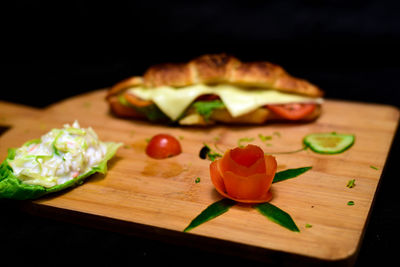 Close-up of fruits on cutting board